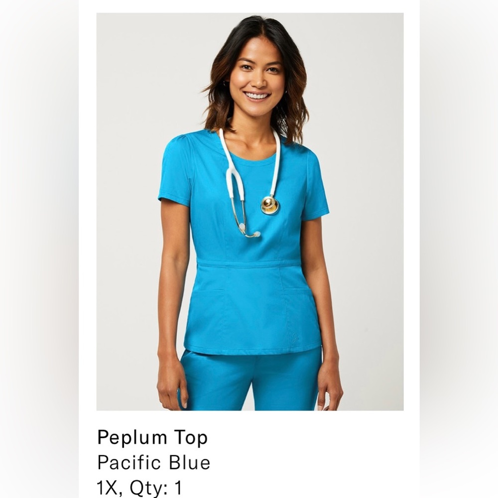 Jaanuu Peplum Scrub Top